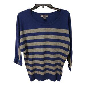 Thea Women's Small Dolman Style 3/4 Sleeve Light Weight Blue Gray Sweater